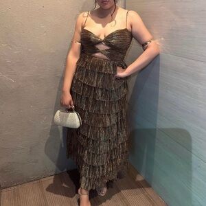 Elegant Metallic Tiered Dress